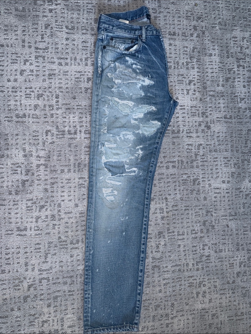John Elliott Distressed Light Blue Skinny Jeans